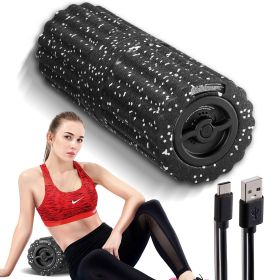 Vibrating Foam Roller, 4-Speed Electric Massage Roller, 16" Rechargeable Muscle Roller with 3D Texture
