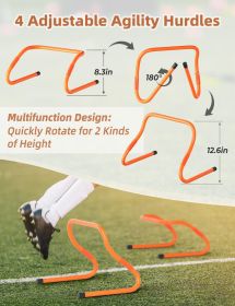 Agility Ladder,Football Training Equipment Set,4 Agility Hurdles, 20 feet12 Rungs Speed Ladder,12 Disc Cones,Resistance Parachute, Jump Rope