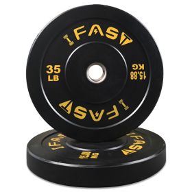 35LB 100% high density rubber, each bumper plate has an inner ring with a diamter of 2"(IWF standard)