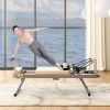 Pilates Reformer Machine for Home Gym Workout, Foldable Pilates Equipment with High Strength Alloy Springs for Beginners, Up to 330lbs,Beige