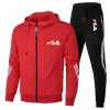 Color: Pink, Size: M, Ships From: CHINA - Men's spring and Fall outdoor zipper jacket + sweatpants jogging set Casual basketball fitness two-piece set