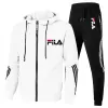 Color: Pink, Size: M, Ships From: CHINA - Men's spring and Fall outdoor zipper jacket + sweatpants jogging set Casual basketball fitness two-piece set