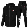 Color: Pink, Size: M, Ships From: CHINA - Men's spring and Fall outdoor zipper jacket + sweatpants jogging set Casual basketball fitness two-piece set