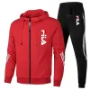 Color: Pink, Size: M, Ships From: CHINA - Men's spring and Fall outdoor zipper jacket + sweatpants jogging set Casual basketball fitness two-piece set