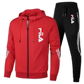 Color: Pink, Size: M, Ships From: CHINA - Men's spring and Fall outdoor zipper jacket + sweatpants jogging set Casual basketball fitness two-piece set
