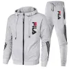 Color: Pink, Size: M, Ships From: CHINA - Men's spring and Fall outdoor zipper jacket + sweatpants jogging set Casual basketball fitness two-piece set