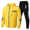 Color: Pink, Size: M, Ships From: CHINA - Men's spring and Fall outdoor zipper jacket + sweatpants jogging set Casual basketball fitness two-piece set
