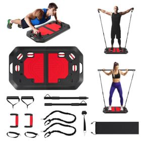 Push Up Board Set Folding Push Up Stand With Elastic String Pilate Bar Bag-Black