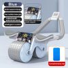 Abdominal Exercise Roller With Timer & Pad Silent Automatic Rebound Widened Wheel Base For Abdominal Core Strength Training Blue (With Timing)