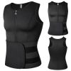 Men Sports Body Shaper Waist Trainer Double Sided Zipper Weight Loss Sauna Suit Slimming Shapewear Black S