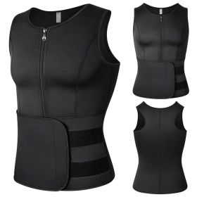 Men Sports Body Shaper Waist Trainer Double Sided Zipper Weight Loss Sauna Suit Slimming Shapewear Black S