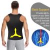 Men Sports Body Shaper Waist Trainer Double Sided Zipper Weight Loss Sauna Suit Slimming Shapewear Black S