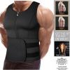 Men Sports Body Shaper Waist Trainer Double Sided Zipper Weight Loss Sauna Suit Slimming Shapewear Black S