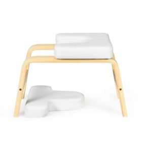 Yoga Headstand Wood Stool With Pvc Pads-White - Color: White