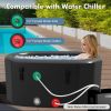 XL 129 Gal Oval Ice Bath Tub with Cover and Hand Pump for Athletes-Black