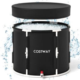 66 Gal Foldable Ice Bath Tub with Lid for Adult