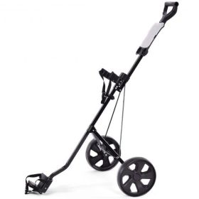 Folding 2 Wheels Push Pull Golf Cart Trolley With Scoreboard - Color: Black