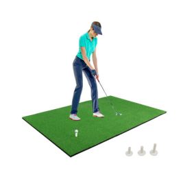 5 X 3 Feet Golf Mat With 3 Rubber Tees - Color: Green