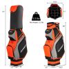 10.5 Inch Golf Stand Bag With 14 Way Dividers And 7 Zippered Pockets-Orange