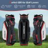 9.5 Inch Golf Cart Bag With 14 Way Dividers Top Organizer-Black - Color: Black