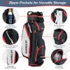 9.5 Inch Golf Cart Bag With 14 Way Dividers Top Organizer-Black - Color: Black