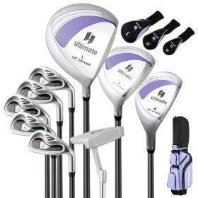10 Pieces Ladies Complete Golf Club Set With Alloy Driver-Purple - Color: Purple