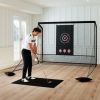 Golf Practice Hitting Net Golf Cage with Dual Side Barriers Target Cloth Metal Frame