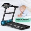Quiet 2.25HP Folding Treadmill with 8-Stage Shock Absorption