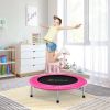 38 Inch Mini Folding Trampoline Portable Leisure Fitness Backboard-Pink - Color: Pink