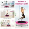 38 Inch Mini Folding Trampoline Portable Leisure Fitness Backboard-Pink - Color: Pink