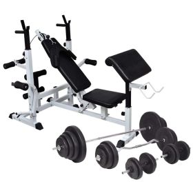 Weight Bench With Weight Rack, Barbell And Dumbbell Set 264.6 Lb