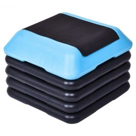 16 X 16 Inch Adjustable 4 Risers Lightweight Aerobic Pedals - Color: Black