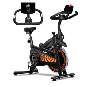 Exercise Bike Indoor Stationary Bike Cycling Bicycle for Home Gym 300 lbs Weight Capacity Adjustable Seat/Handlebar for Cardio Workout Office, Red (Color: orange)