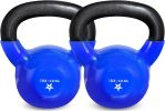 Kettlebell, 5-100 LB Vinyl Coated Cast Iron Strength Training Kettlebells for Home Gym Exercises, Fitness, Full Body Workout Equipment, Push Ups