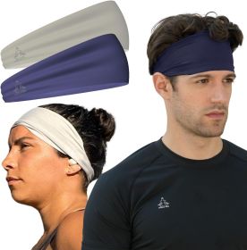 Sweat Band Workout Headbands for Women and Men - Sweatbands for Men - Moisture Wicking Sports Sweat Bands Headbands for Women, Running,Cycling,Yoga (Color: [2-Pack] 1-Navy & 1-Gray)