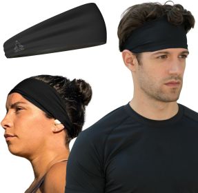 Sweat Band Workout Headbands for Women and Men - Sweatbands for Men - Moisture Wicking Sports Sweat Bands Headbands for Women, Running,Cycling,Yoga (Color: Black)