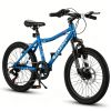 20 Inch Kids Mountain Bike, 7-Speed Boys Girls Bicycle with Front Suspension, Disc & V-Brake, Steel Frame Children\'s Bike for Ages 6-12