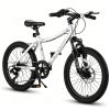 20 Inch Kids Mountain Bike, 7-Speed Boys Girls Bicycle with Front Suspension, Disc & V-Brake, Steel Frame Children\'s Bike for Ages 6-12