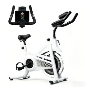 Exercise Bike Indoor Stationary Bike Cycling Bicycle for Home Gym 300 lbs Weight Capacity Adjustable Seat/Handlebar for Cardio Workout Office, Red (Color: White)