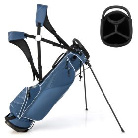 Golf Stand Cart Bag with 4 Way Divider Carry Organizer Pockets (Color: Blue)