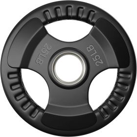 Rubber Coated Weight Plates in Pairs or Single for Strength Training Weightlifting and Bodybuilding Black 4 Size Options (weight: 25LB, Color: Black)
