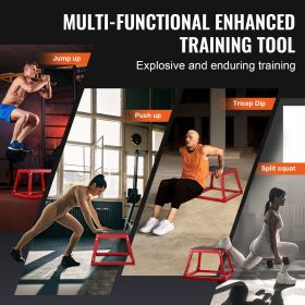 Plyometric Jump Box, 12 Inch Plyo Box, Steel Plyometric Platform and Jumping Agility Box, Anti-Slip Fitness Exercise Step Up Box for Home Gym Training (Color: Red, size: 12 inch)