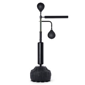Boxing Speed Trainer, Punching Bag with Stand, Reflex Boxing Bag for Teens & Adults, Height Adjustable Free Standing Strike Bag Set with Gloves (Color: Black, Model Type: Large Base)