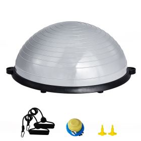 Half Exercise Ball Trainer, 23 inch Balance Ball Trainer, 660lbs Capacity Stability Ball, Yoga Ball with Resistance Bands & Foot Pump (Top Non-Slip Texture: Wavy Pattern, Color: Gray)