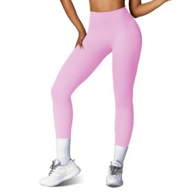 Women's High Waist Workout Leggings Tummy Control Compression Yoga Tight Pants Gym Pants Athletic Running Leggings with 25In Inseam No Front Seam (Color: 2PcPink+1PcBlack, size: L)