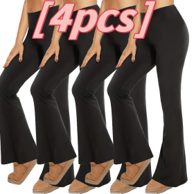 4pcs Butt-Lifting Flare Yoga Pants – High Waist, Ultra Stretch, Naked Feel Leggings for Women (Color: Black four-day pack, size: XXL)