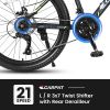 S24102 24 Inch Mountain Bike Boys Girls, Steel Frame, 21 Speed Mountain Bicycle with Daul Disc Brakes and Front Suspension MTB