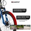 S24102 24 Inch Mountain Bike Boys Girls, Steel Frame, 21 Speed Mountain Bicycle with Daul Disc Brakes and Front Suspension MTB