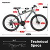S24102 24 Inch Mountain Bike Boys Girls, Steel Frame, 21 Speed Mountain Bicycle with Daul Disc Brakes and Front Suspension MTB