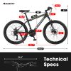 S24102 24 Inch Mountain Bike Boys Girls, Steel Frame, 21 Speed Mountain Bicycle with Daul Disc Brakes and Front Suspension MTB